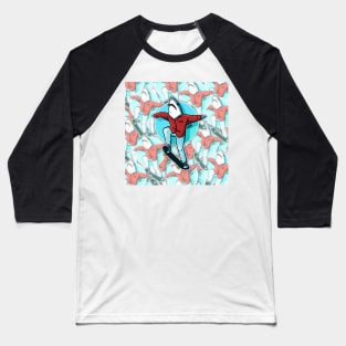 Skate Shark Pattern Baseball T-Shirt